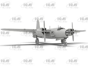 Foto frontal de la maqueta del bombardero B-26G en escala 1:48 de ICM referencia 48323