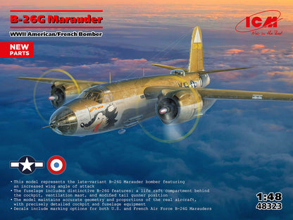 Portada de la caja de la maqueta del bombardero B-26G en escala 1:48 de ICM referencia 48323