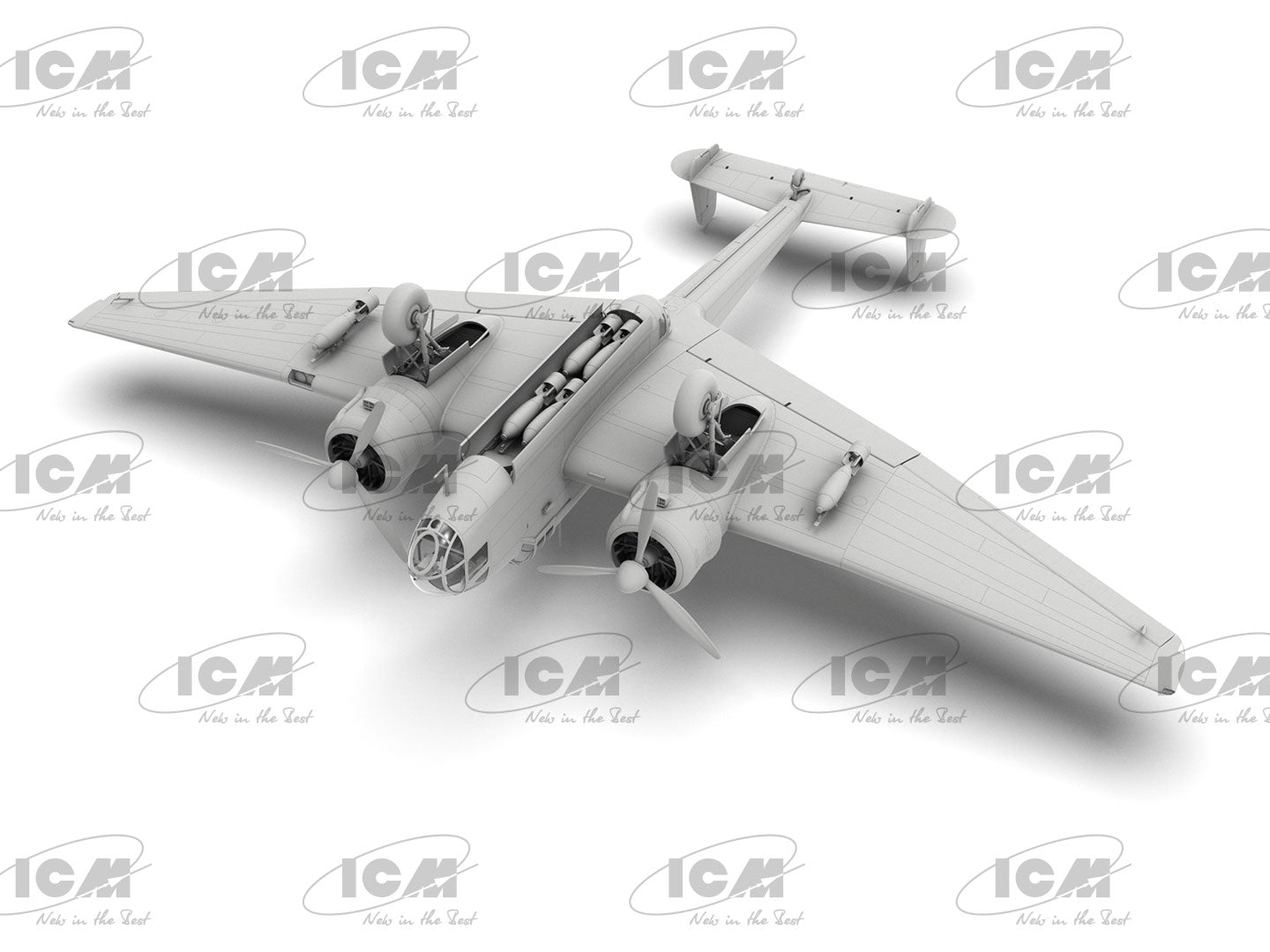 Foto inferior de la maqueta del bombardero británico HP.52 Hampden B Mk.I en escala 1:48 de ICM referencia 48352