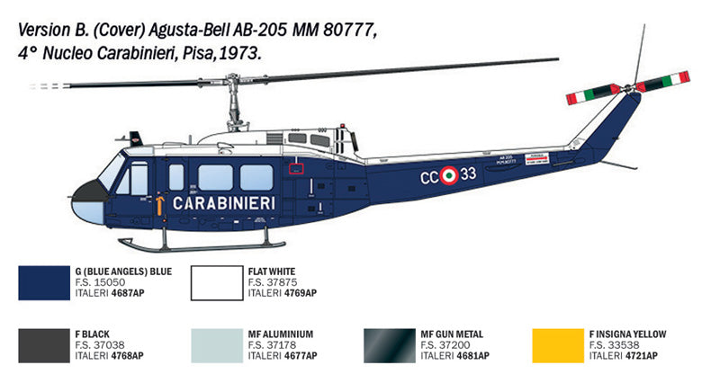 Decoración 2 de la maqueta del helicóptero AB-205 / UH-1D en escala 1:48 de Italeri referencia 2845