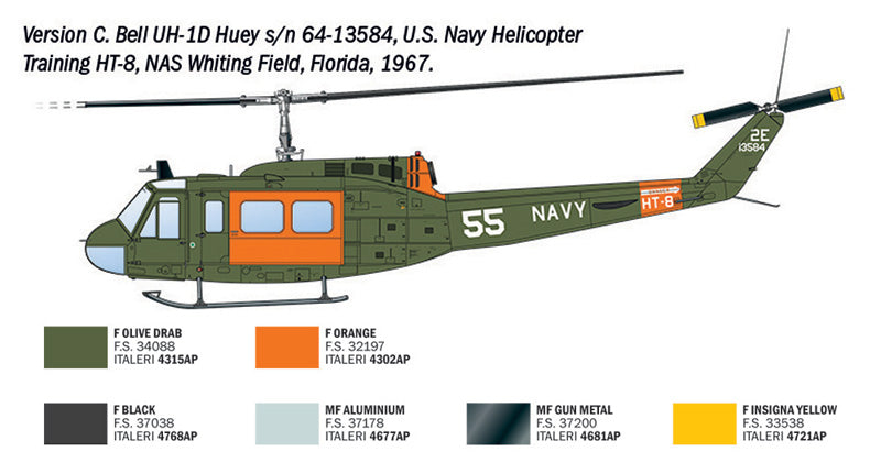 Decoración 3 de la maqueta del helicóptero AB-205 / UH-1D en escala 1:48 de Italeri referencia 2845