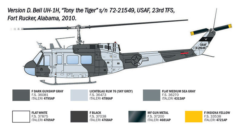Decoración 4 de la maqueta del helicóptero AB-205 / UH-1D en escala 1:48 de Italeri referencia 2845