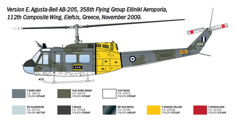 Decoración 5 de la maqueta del helicóptero AB-205 / UH-1D en escala 1:48 de Italeri referencia 2845