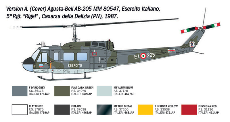 Decoración 1 de la maqueta del helicóptero AB-205 / UH-1D en escala 1:48 de Italeri referencia 2845