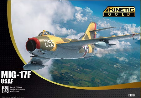 Portada de la caja de la maqueta del caza soviético Mig-17 F en escala 1:48 de Kinetic referencia 48169