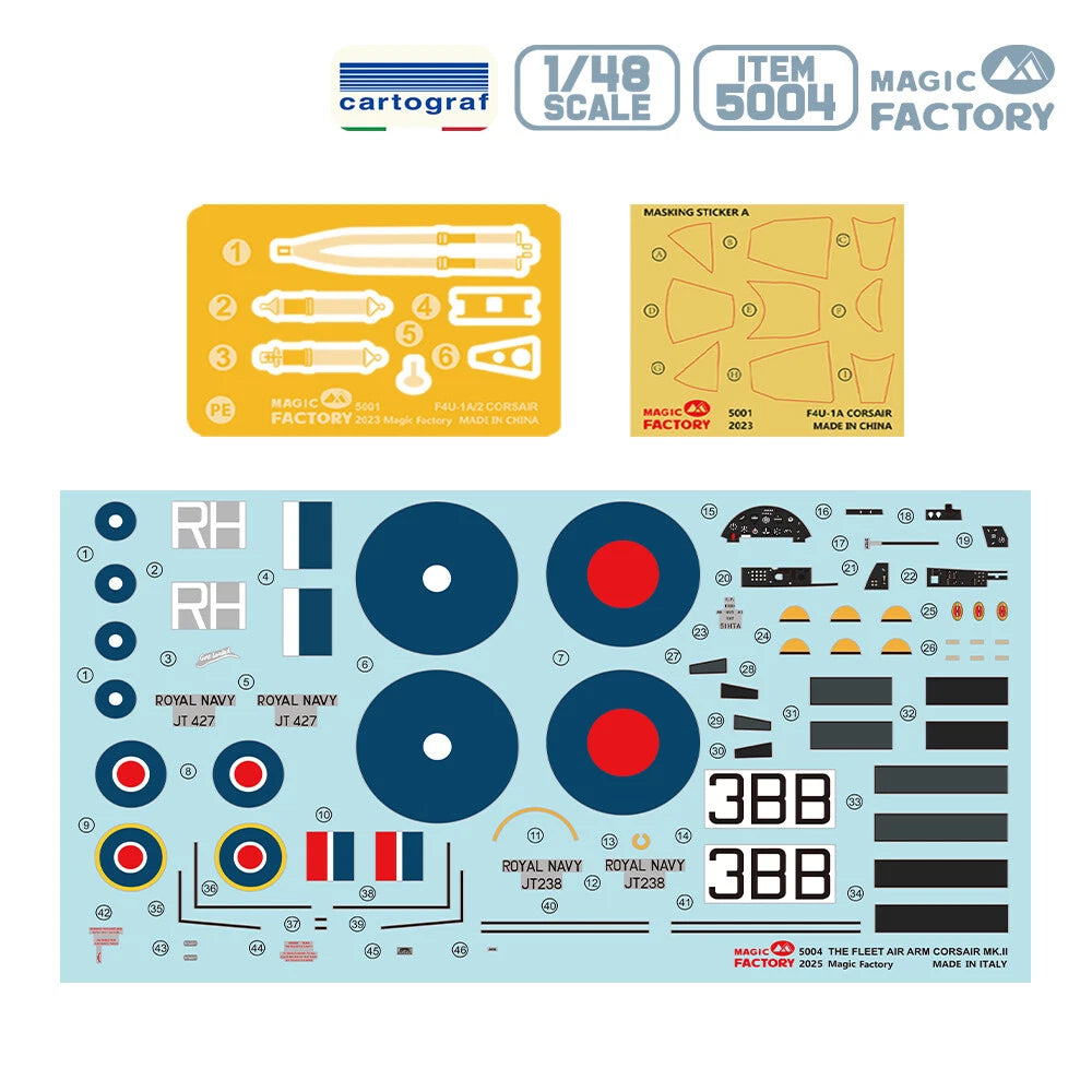 Extras de la maqueta del caza norteamericano F4U Corsair en versión inglesa en escala 1:48 de Magic Factory referencia 5004