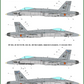 Decoraciones 2 del set de calcas para maquetas en escala 1:48 del caza español F/A-18 del fabricante ModelMaker Decals referencia D48089