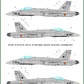 Decoraciones 3 del set de calcas para maquetas en escala 1:48 del caza español F/A-18 del fabricante ModelMaker Decals referencia D48089