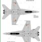 Instrucciones parte inferior del set de calcas para maquetas en escala 1:48 del caza español F/A-18 del fabricante ModelMaker Decals referencia D48089