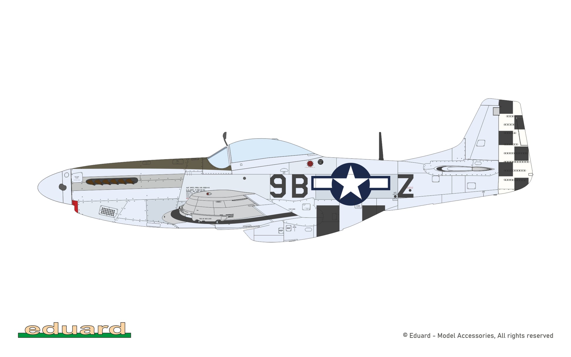 Decoración 13 de la maqueta del caza P-51 Mustang en edición especial Mighty Eight 65th Fighter Group en escala 1:48 de Eduard referencia 11196