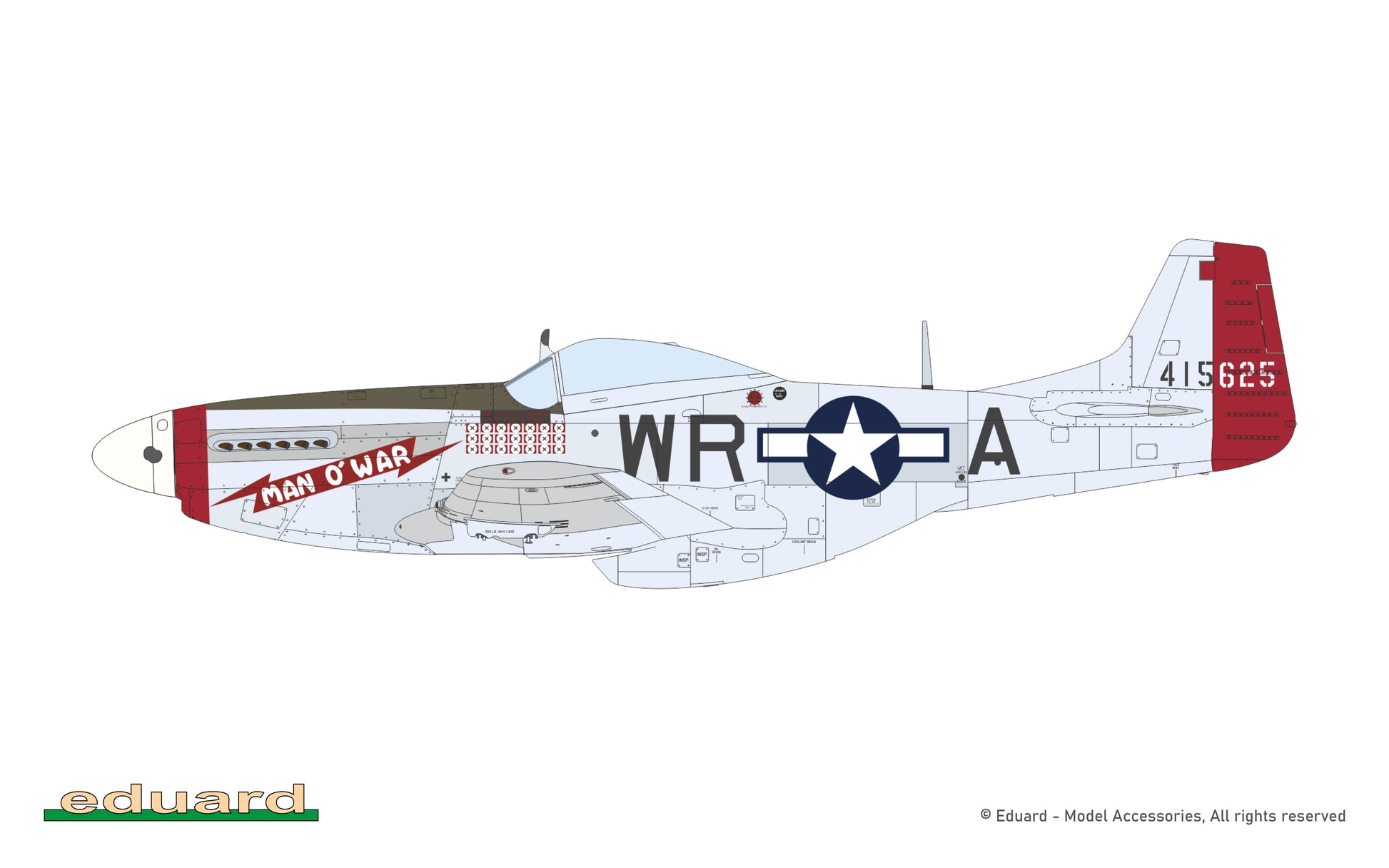 Decoración 4 de la maqueta del caza P-51 Mustang en edición especial Mighty Eight 65th Fighter Group en escala 1:48 de Eduard referencia 11196