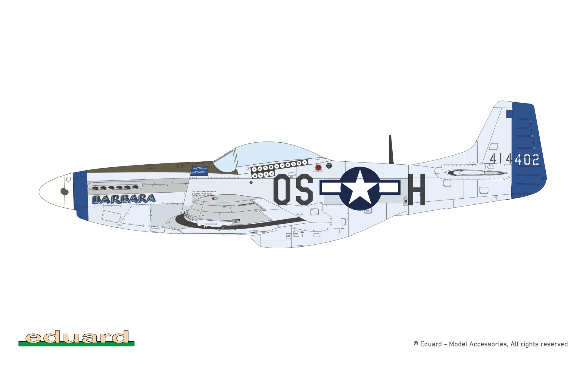 Decoración 5 de la maqueta del caza P-51 Mustang en edición especial Mighty Eight 65th Fighter Group en escala 1:48 de Eduard referencia 11196