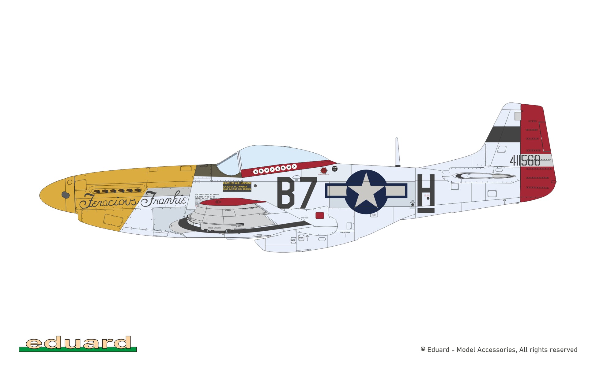 Decoración 8 de la maqueta del caza P-51 Mustang en edición especial Mighty Eight 65th Fighter Group en escala 1:48 de Eduard referencia 11196