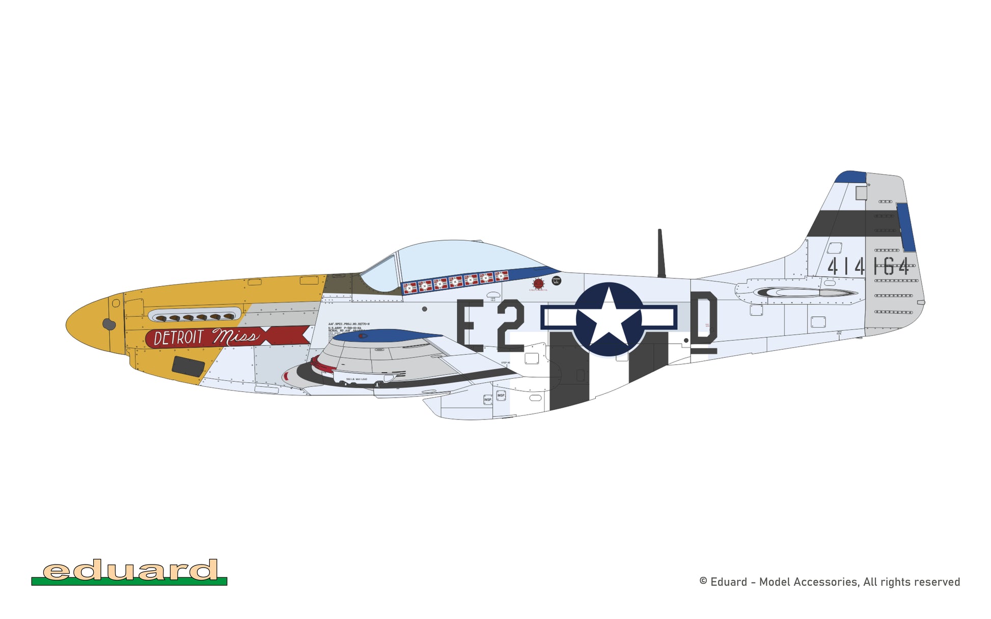 Decoración 9 de la maqueta del caza P-51 Mustang en edición especial Mighty Eight 65th Fighter Group en escala 1:48 de Eduard referencia 11196