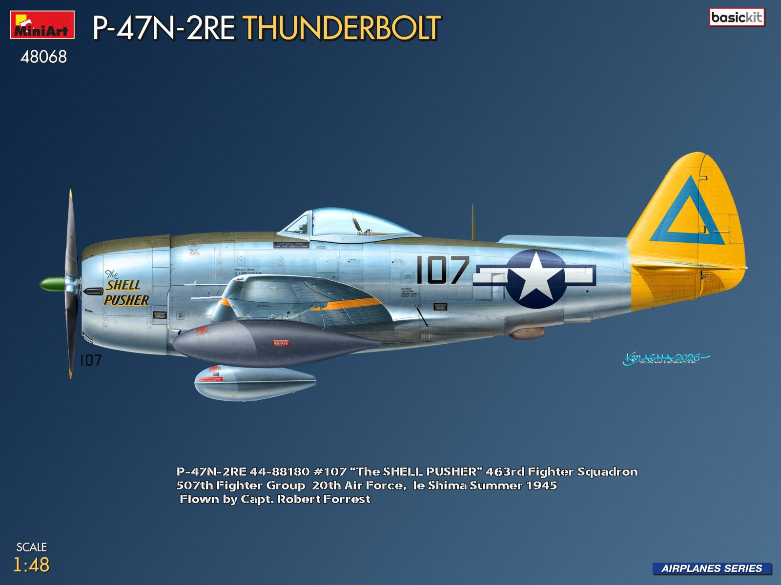 Decoración 2 de la maqueta del caza P-47N-2RE Thunderbolt en escala 1:48 de Miniart referencia 48068