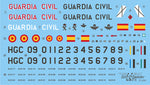 Detalle del set de calcas españolas para los helicópteros Bö-105 en escala 1:48 del fabricante Series Españolas referencia 3648