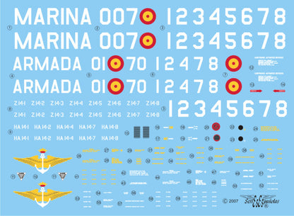 Detalle del set de calcas españolas para el helicóptero AH-1G Cobra en escala 1:48 del fabricante Series Españolas referencia 2548