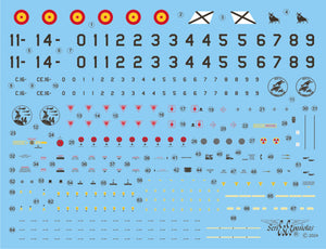 Detalle del set de calcas con insignias españolas para las maquetas del avión Eurofughter en escala 1:48 de Series Españolas referencia 2248