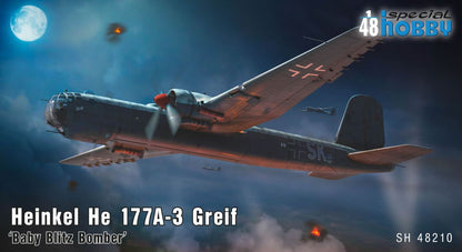 Portada de la caja de la maqueta del bombardero alemán He177 Greif en escala 1:48 de Special Hobby referencia 48212