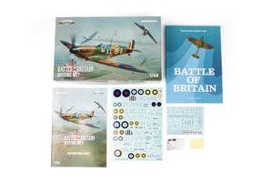 Contenido de la caja de la maqueta del caza británico Spitfire Mk.I en escala 1:48 de Eduard edición Batalla de Inglaterra referencia 11197