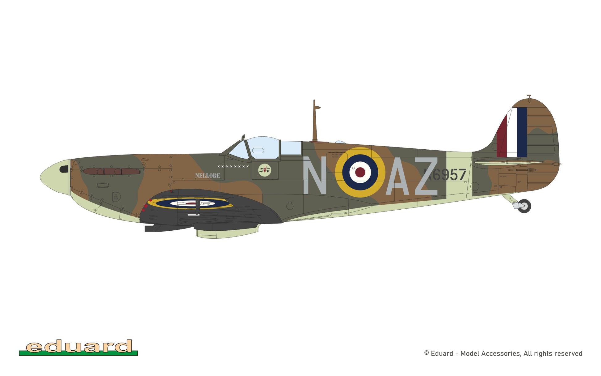 Decoración 11 de la maqueta del caza británico Spitfire Mk.I en escala 1:48 de Eduard edición Batalla de Inglaterra referencia 11197