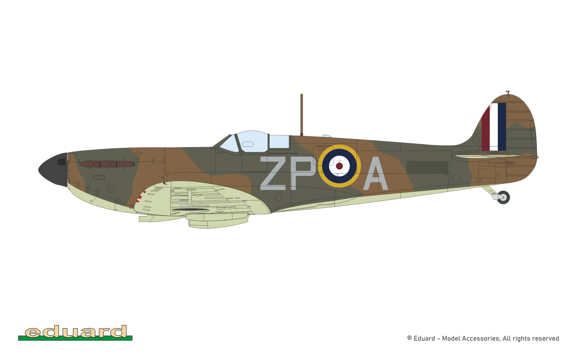 Decoración 5 de la maqueta del caza británico Spitfire Mk.I en escala 1:48 de Eduard edición Batalla de Inglaterra referencia 11197