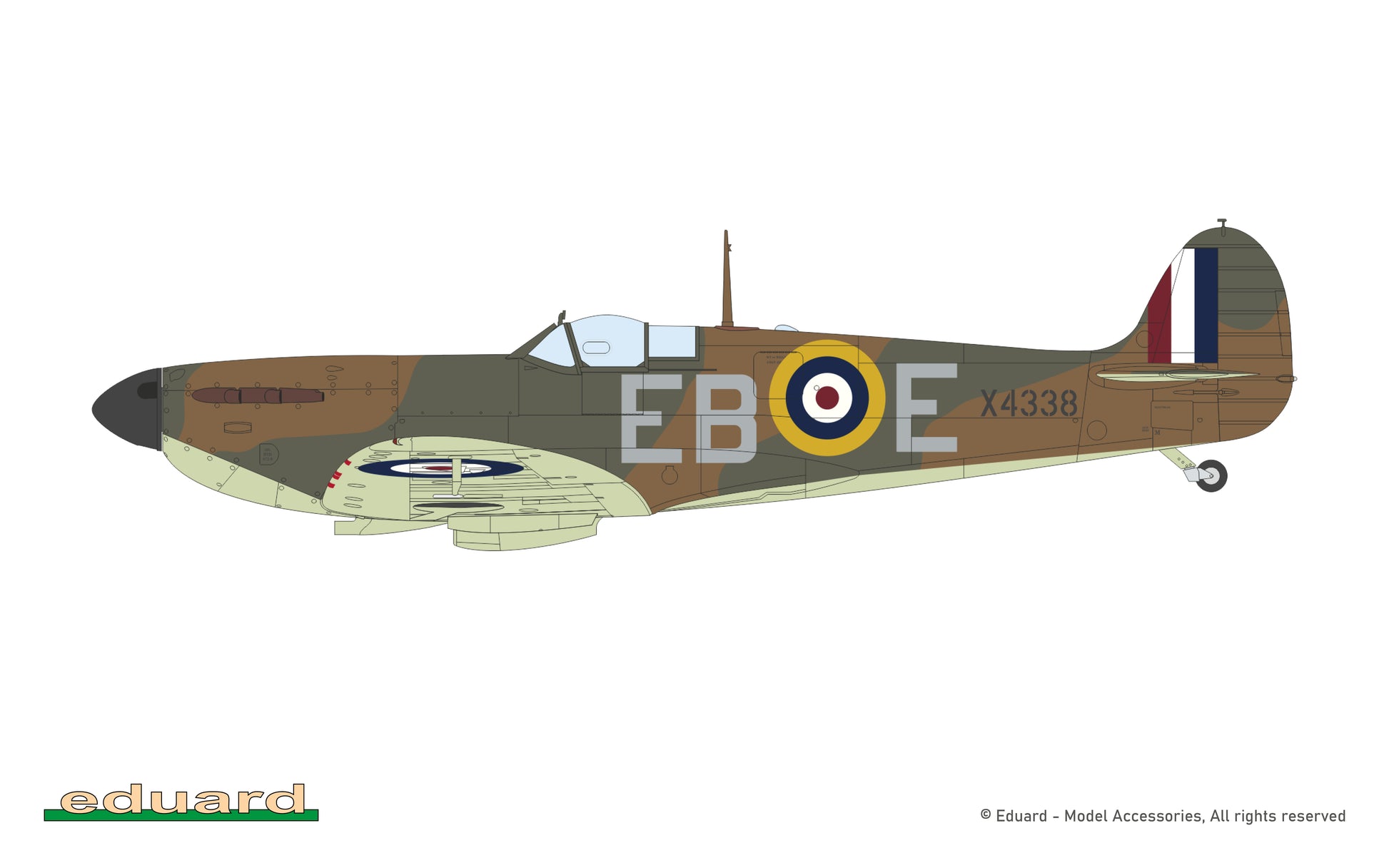 Decoración 9 de la maqueta del caza británico Spitfire Mk.I en escala 1:48 de Eduard edición Batalla de Inglaterra referencia 11197