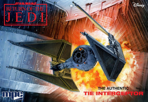 Portada de la caja de la maqueta del Tie Interceptor de la saga de Starwars del Retorno del Jedi en escala 1:48 de MPC referencia 0989