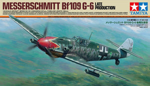 Portada de la caja de la maqueta del caza alemán Messerschmitt BF109 G-6 de producción tardía en escala 1:48 de Tamiya referencia 61128