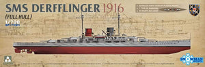 Portada de la caja de la maqueta del crucero de batalla alemán SMS Derfflinger durante 1916 en escala 1:700 de Takom referencia 7034