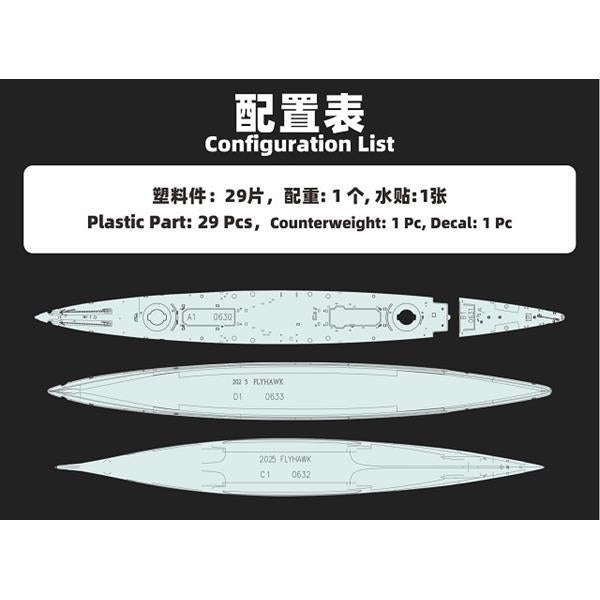 Piezas 2 de la maqueta del crucero pesado alemán Admiral Scheer en 1940 y en escala 1:700 del fabricante Flyhwak referencia 1168