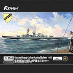 Portada de la caja de la maqueta del crucero pesado alemán Admiral Scheer en 1940 y en escala 1:700 del fabricante Flyhwak referencia 1168
