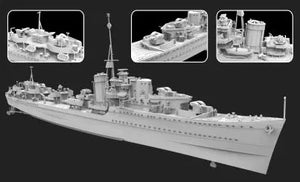 Detalles de la maqueta de la edición especial del destructor británico HMS Lance en 1941 y en escala 1:700 de Flyhawk referencia FH 1115S 