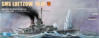 Portada de la caja del acorazado alemán de la Primera Guerra Mundial Lutzow en escala 1:700 versión waterline de Sonwman Model referencia 7035