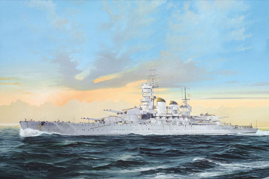 Portada de la caja de la maqueta del acorazado italiano Littorio durante el año 1941 en escala 1:700 de Trumpeter referencia 05778