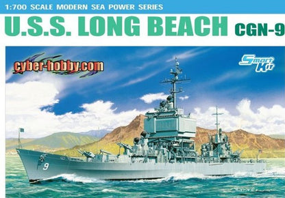 Portada de la caja de la maqueta del USS Long Beach en escala 1:700 de Dragon referencia 7091