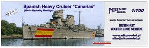Foto de la caja de la maqueta del crucero español Canarias en escala 1:700 de Niko Model referencia 7127