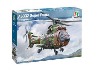 Portada de la caja de la maqueta del helicóptero AS332 Superpuma en escala 1:72 de Italeri referencia 1096