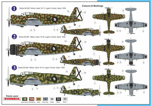 Decoraciones de la maqueta del bombardero ligero Ba-65 A-80 Breda en la Guerra Civil española en escala 1:72 de AZ Model referencia 7215