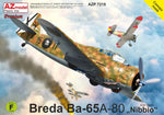 Portada de la caja de la maqueta del bombardero ligero Ba-65 A-80 Breda en la Guerra Civil española en escala 1:72 de AZ Model referencia 7215