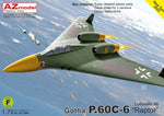 Portada de la caja de la maqueta del diseño del caza a reacción alemán P.60C-6 Raptor en escala 1:72 de AZ Model referencia 7894 
