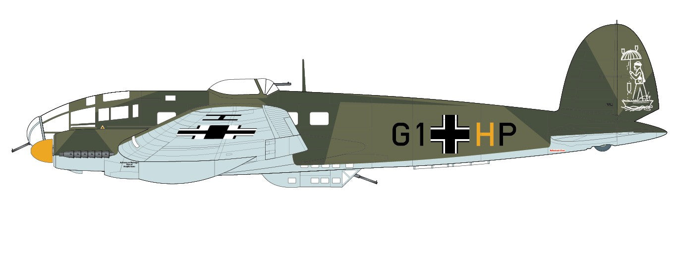 Decoración 1 de la maqueta del bombardero alemán He-111 P-2 en escala 1:72 de Airfix referencia A06014