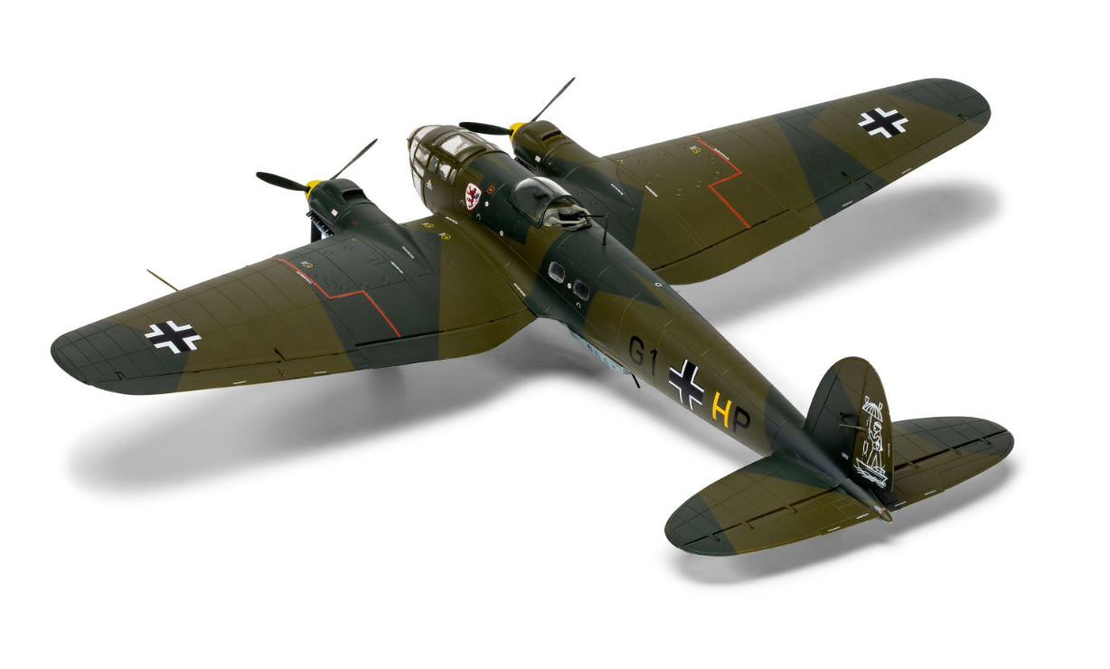 Foto trasera de la maqueta del bombardero alemán He-111 P-2 en escala 1:72 de Airfix referencia A06014