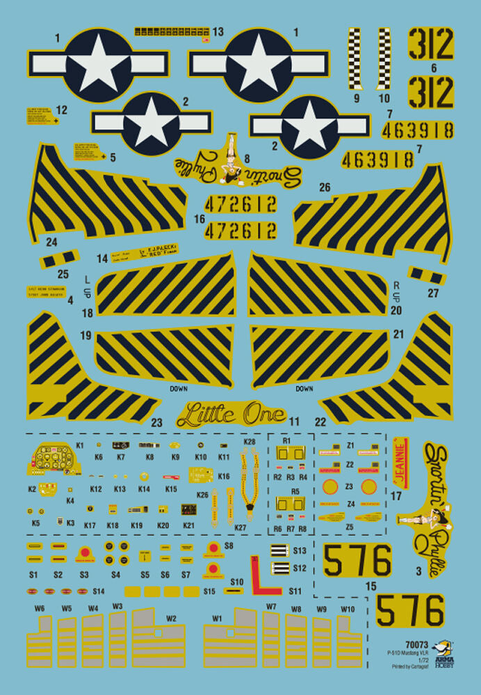 Calcas de la maqueta del caza P-51D en escala 1:72 de Arma Hobby referencia 70073