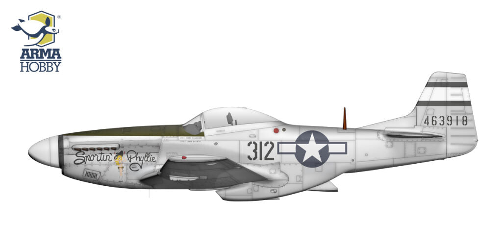 Decoración 2 de la maqueta del caza P-51D en escala 1:72 de Arma Hobby referencia 70073
