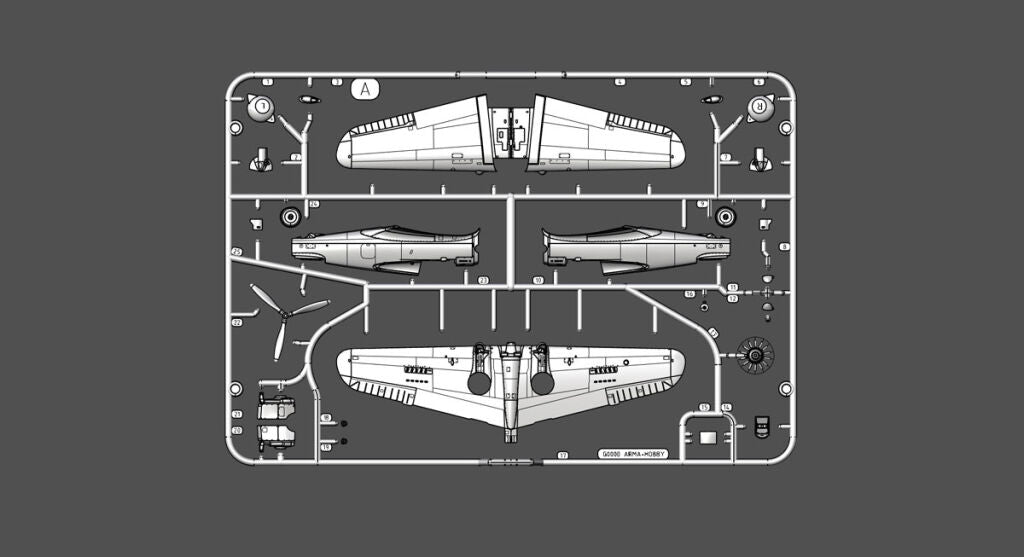 Piezas 1 de la maqueta del caza norteamericano Curtiss H-75 en escala 1:72 de Arma Hobby referencia 70093