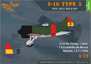 Decoración 1 de la maqueta del caza ruso Polikarpov  I-16 durante la Guerra Civil Española en escala 1:72 de Clear Prop Models referencia 72023