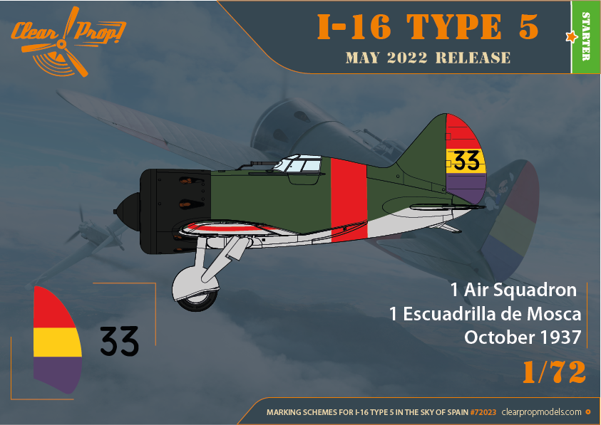 Decoración 2 de la maqueta del caza ruso Polikarpov  I-16 durante la Guerra Civil Española en escala 1:72 de Clear Prop Models referencia 72023