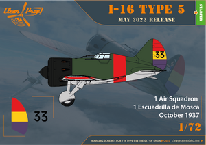 Decoración 2 de la maqueta del caza ruso Polikarpov  I-16 durante la Guerra Civil Española en escala 1:72 de Clear Prop Models referencia 72023