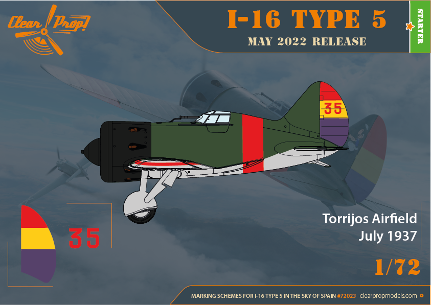 Decoración 3 de la maqueta del caza ruso Polikarpov  I-16 durante la Guerra Civil Española en escala 1:72 de Clear Prop Models referencia 72023